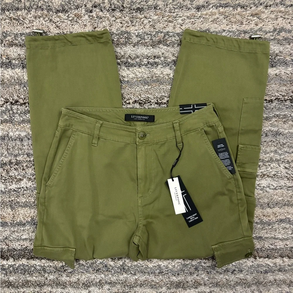 Liverpool Cargo Pant With Cinch Hem Sz 4/27 NWT | Liverpool Cropped Cargo Pants- - Picture 1 of 14